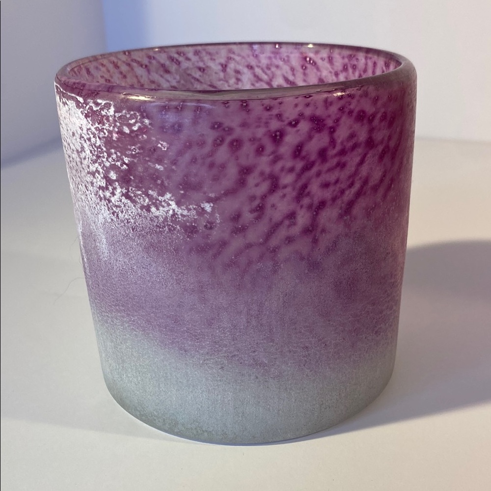 Textured Purple and White Frosted Glass Vase